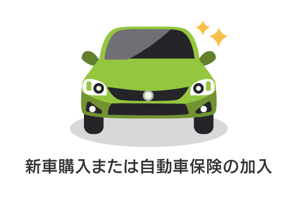 新車購入または自動車保険の加入